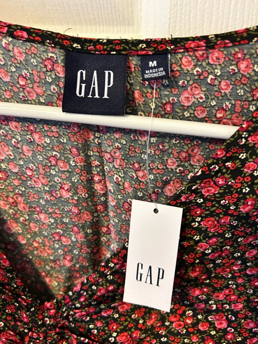 GAP Black Mini Dress with Red and Pink Floral - Picture 2 of 9